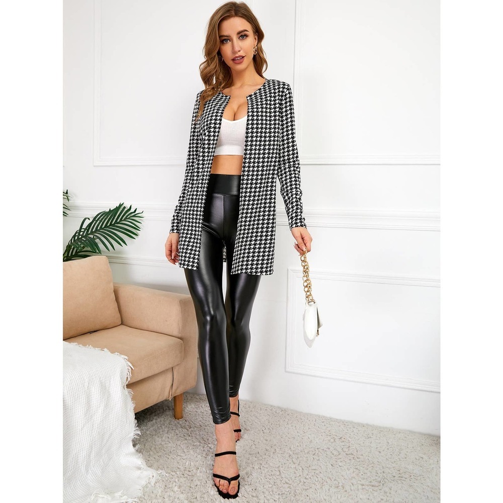 Plazacore Houndstooth Pattern Open Front Coat blazer black - Picture 5 of 5